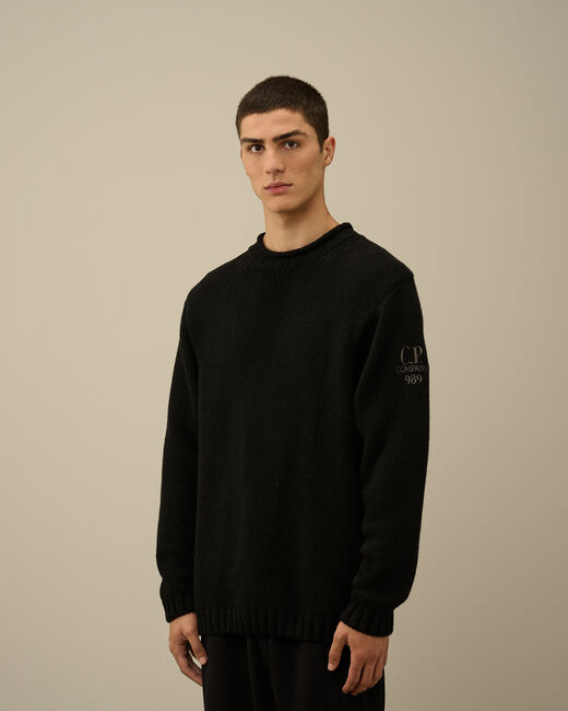 Lambswool GRS Boxy Crew Neck Knit black