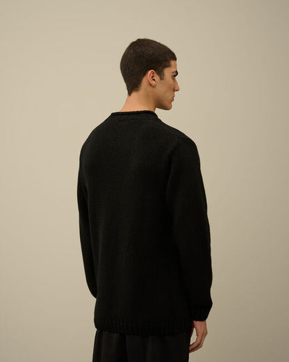 Lambswool GRS Boxy Crew Neck Knit black