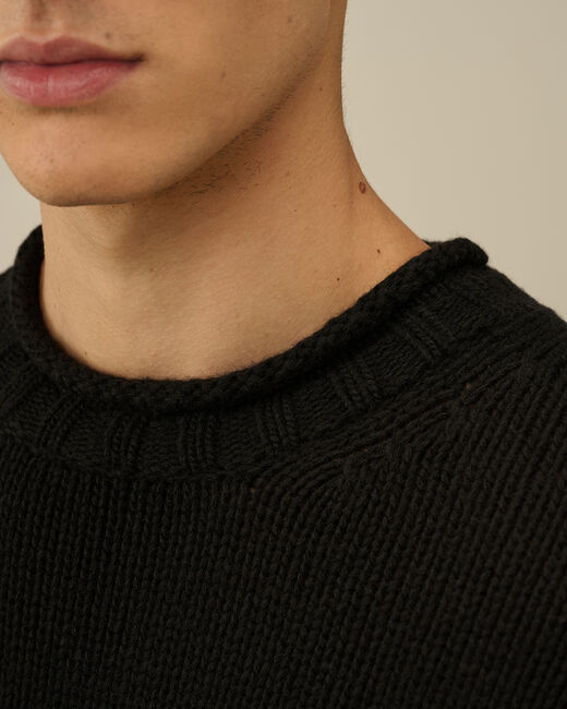 Lambswool GRS Boxy Crew Neck Knit black