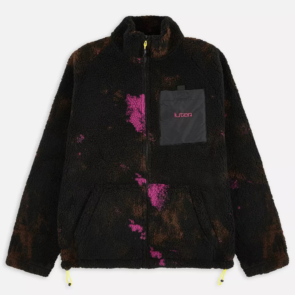 TIE DYE FUR ZIP NECK